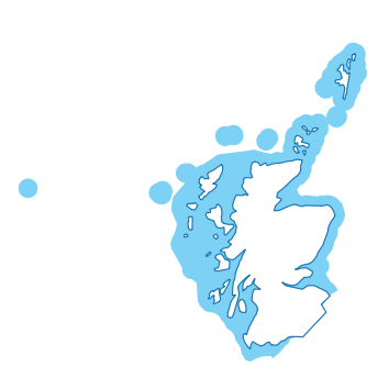 The territorial sea (12NM) limit adjacent to Scotland