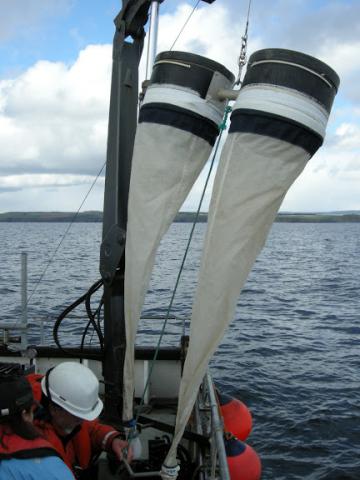 Bongo Plankton nets raised in preporation for use at sea