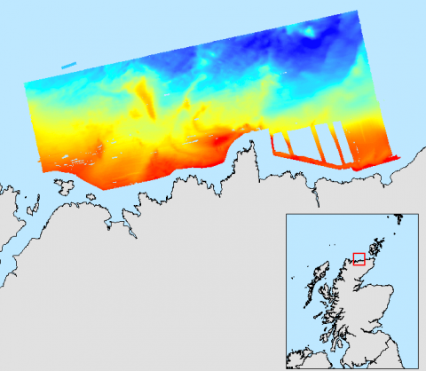2D map of seadbed bathymetric survey near Farr Point.