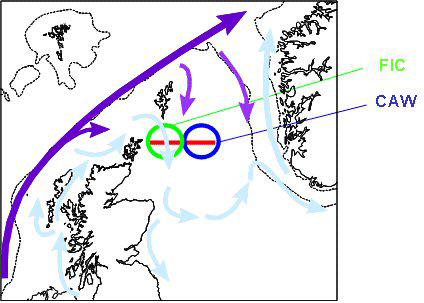 Map of North Atlantic currents around Scotland