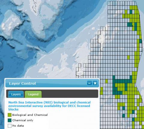 North Sea Interactive (NSI) biological and chemical environmental survey availability for DECC licensed blocks