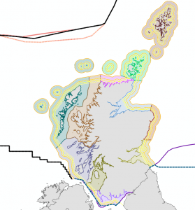 A map of scotland dipicting the administrative limits of various legislation