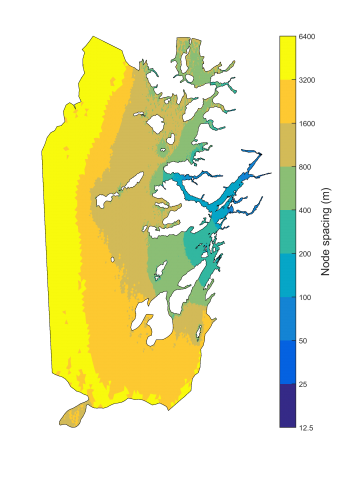 The Wider Loch Linnhe System model domain and node spacing