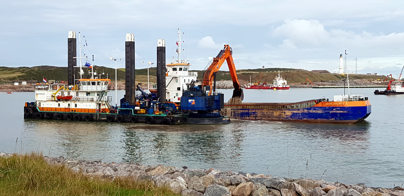 Figure 3: Navigational dredging at the Aberdeen harbour expansion project, November 2019. Photo by Malcolm Rose, Marine Scotland. 