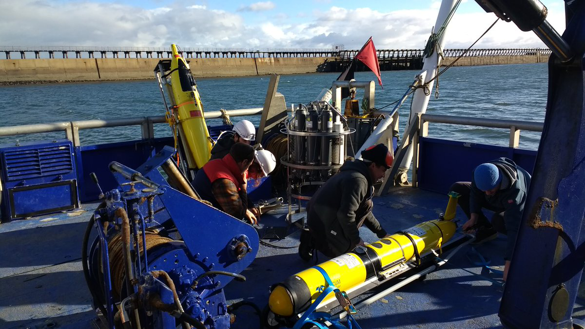 Figure 1: The AlterECO team preparing the ocean gliders on the RV Princess Royal (University of Newcastle) at Blyth.
