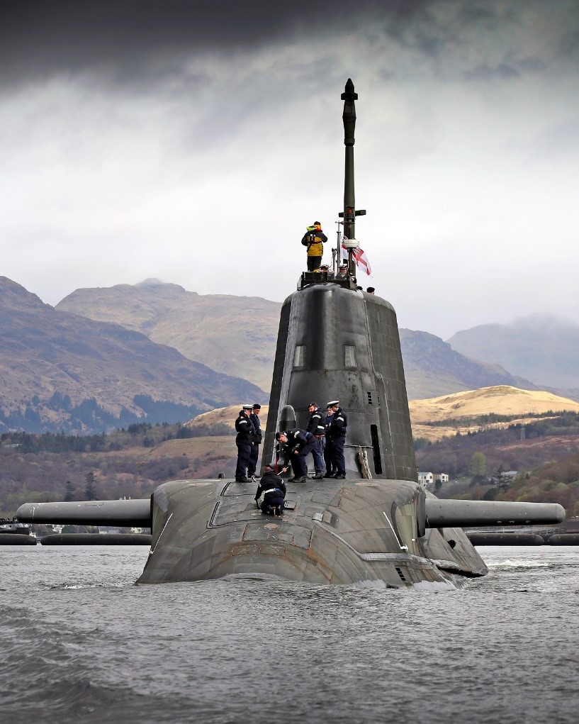 Figure a: Astute class submarine in the Clyde.