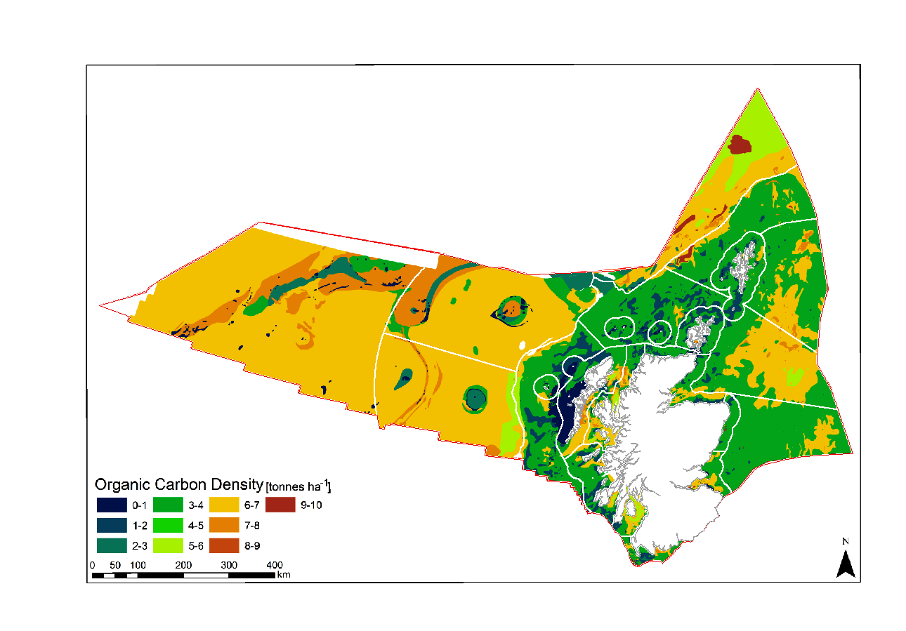 Spatial distribution of Organic Carbon (OC) across Scotland’s continental shelf and Exclusive Economic Zone sediments (Smeaton et al., 2020)