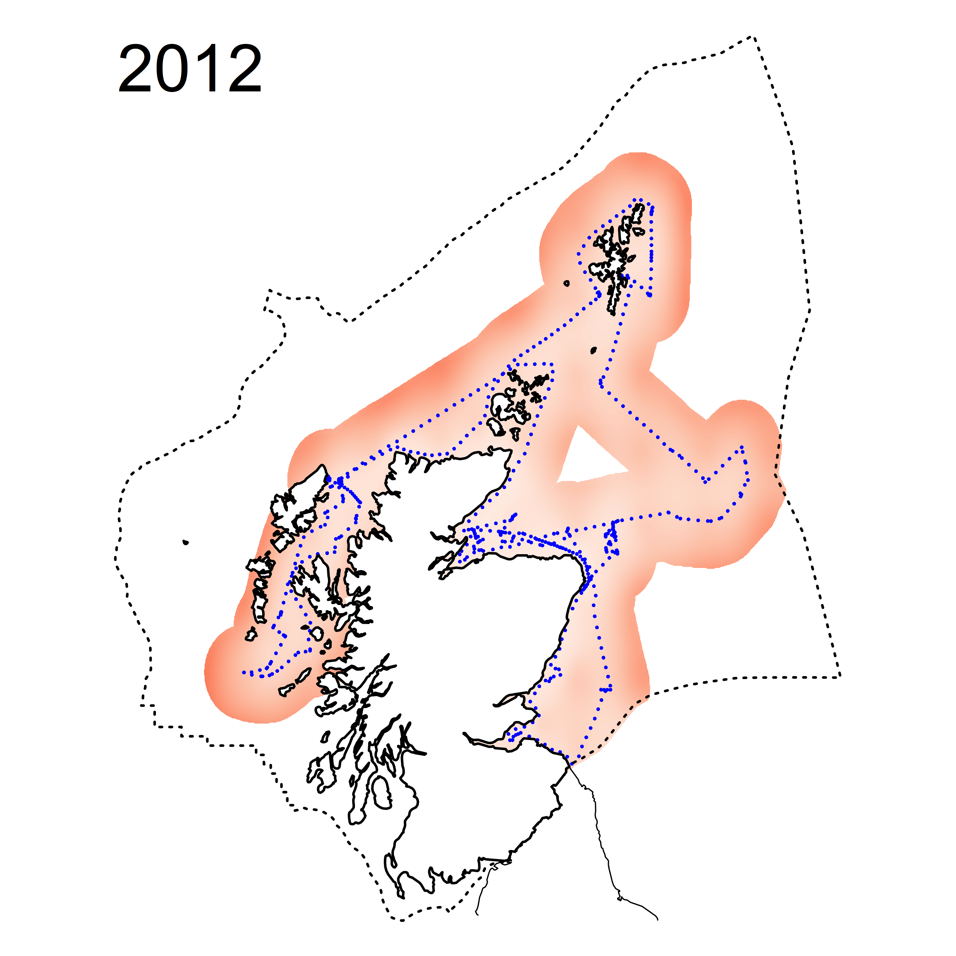 Figure d: Coefficient of variation (CV%) of the modelled data set for salinity normalised TOxN. With least accuracy found on the outer boundaries furthest from sampling position.