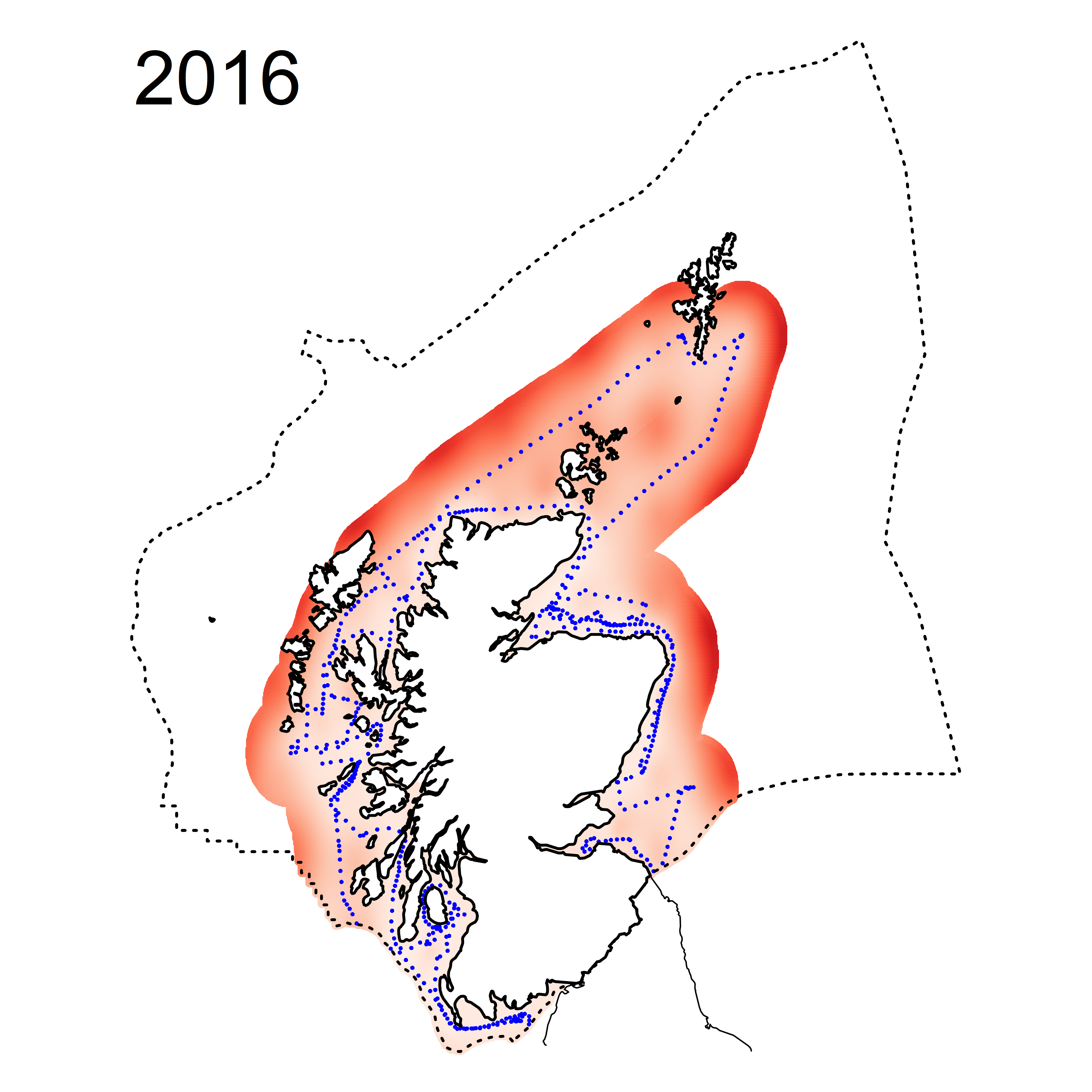 Figure d: Coefficient of variation (CV%) of the modelled data set for salinity normalised TOxN. With least accuracy found on the outer boundaries furthest from sampling position.