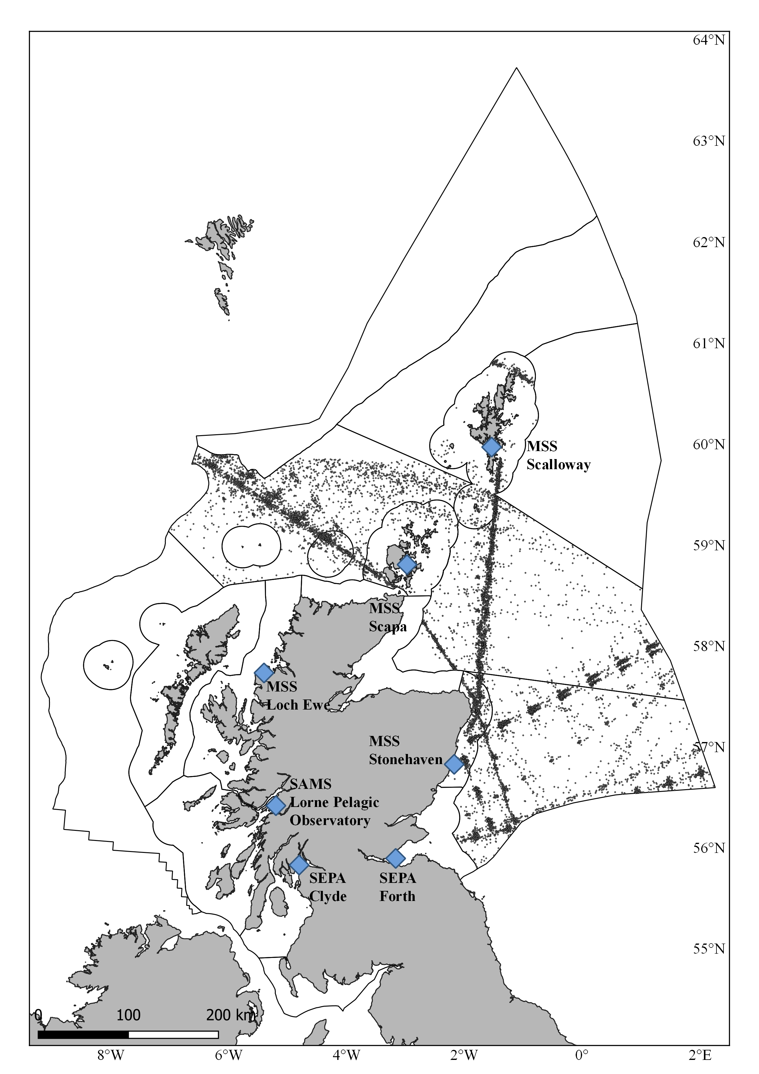 Plankton monitoring sites and CPR routes