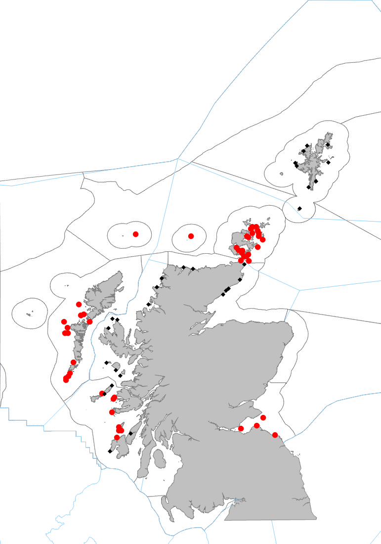 Locations of grey seal breeding colonies