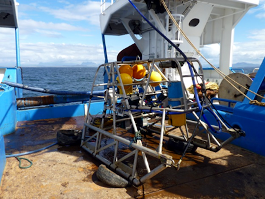 Underwater camera sledge during Nephrops survey on MRV Scotia © Adrian Weetman