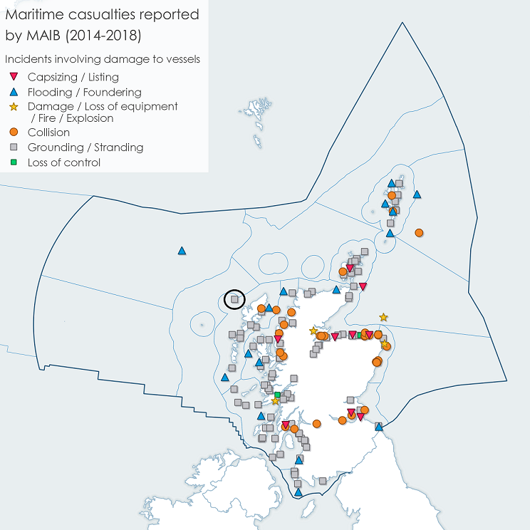 Incidents involving various damage to vessels, 2014-2018.
