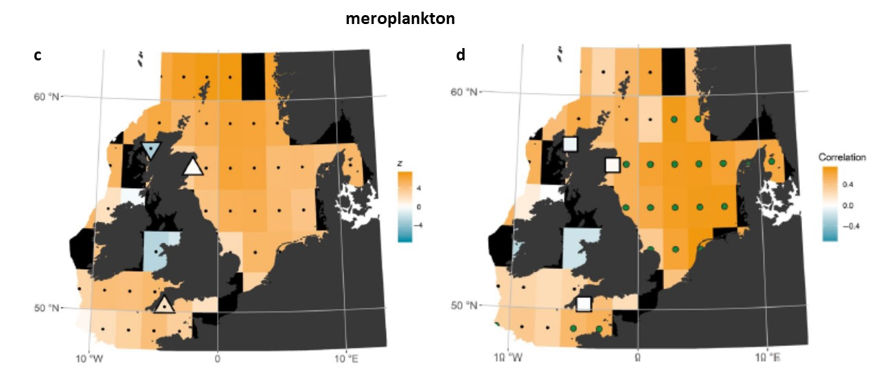 Mann-Kendal trend scores for meroplankton