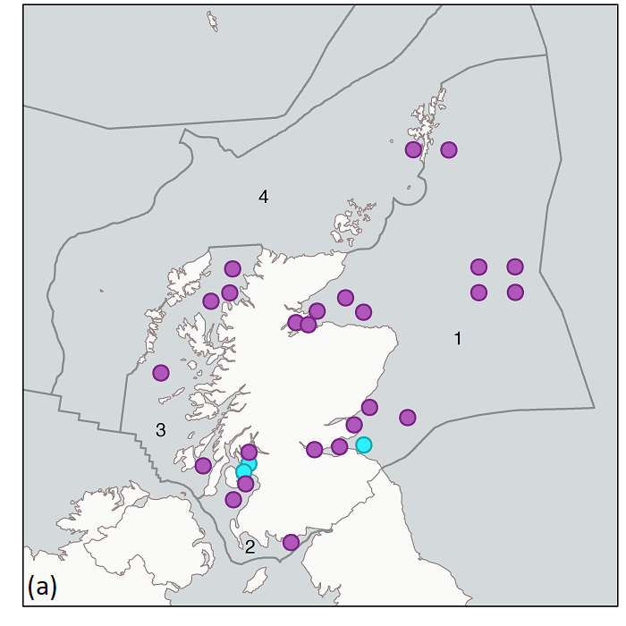 Figure 2a: Monitoring stations used to assess heavy metal (Cd, Hg and Pb) concentrations in sediment per biogeographic region 