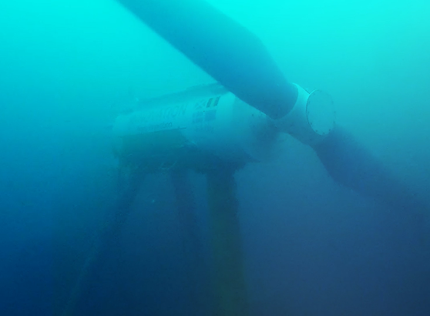 Figure d: Nova 30kW turbine in Bluemull Sound. © 2014 Nova Innovation Ltd.