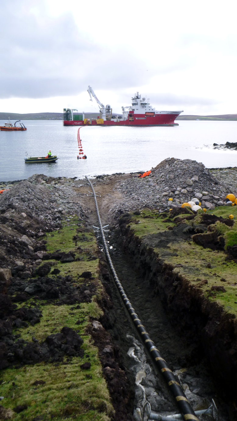 Figure 2: Global Symphony cable laying in Shetland. © Global Marine Group.