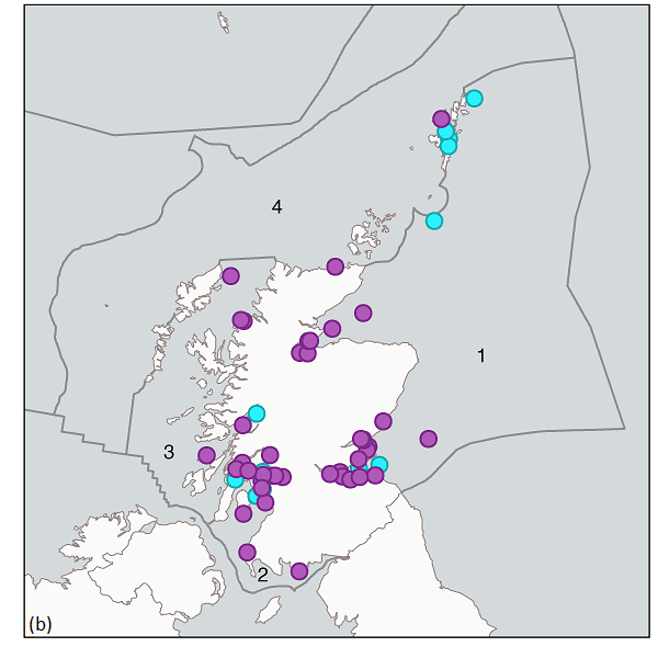 Figure 2b: Monitoring stations used to assess CB concentrations in biota 