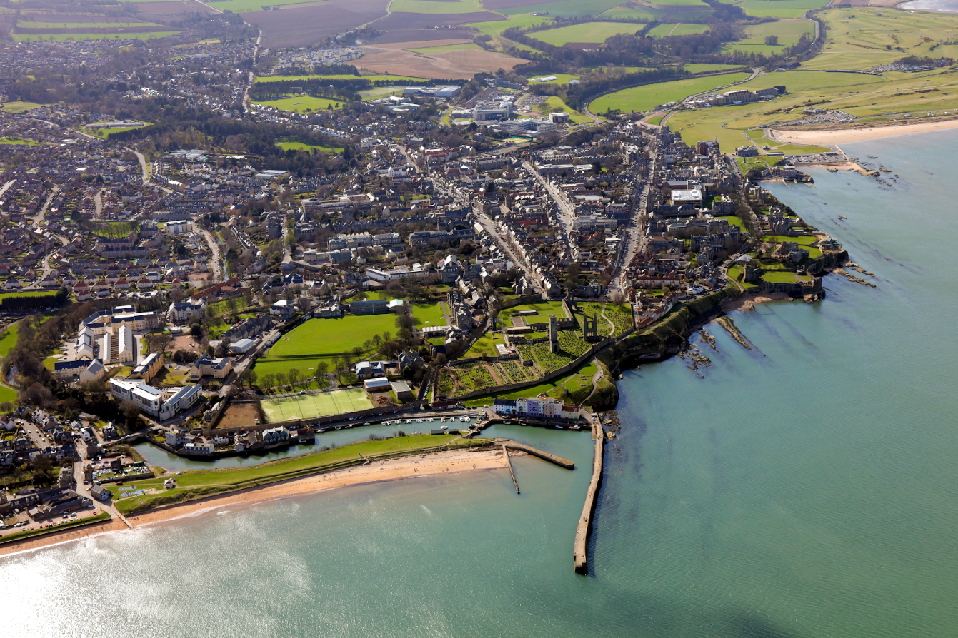 Figure 2: Aerial view of St Andrews, an historic university town. Copyright University of St Andrews