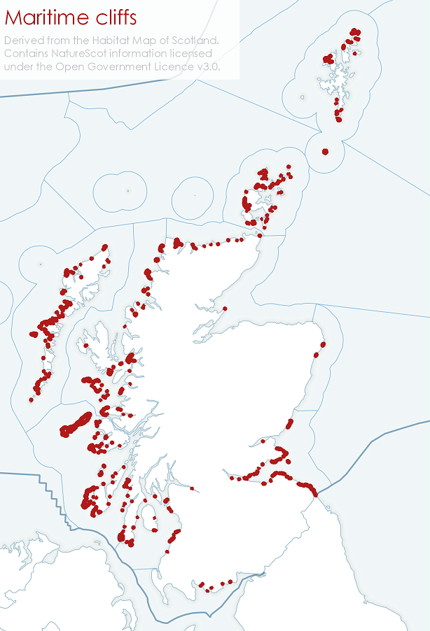 Location of Scotland's maritime cliffs and slopes
