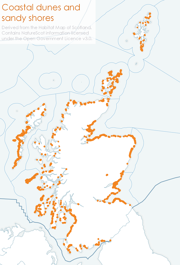 Location of Scotland's sandunes