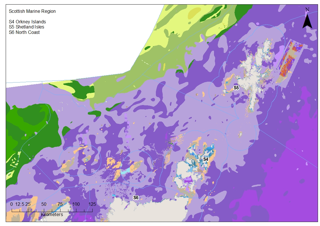 Orkney Islands, North Coast and Shetland Islands EUNIS level 3 benthic habitat map