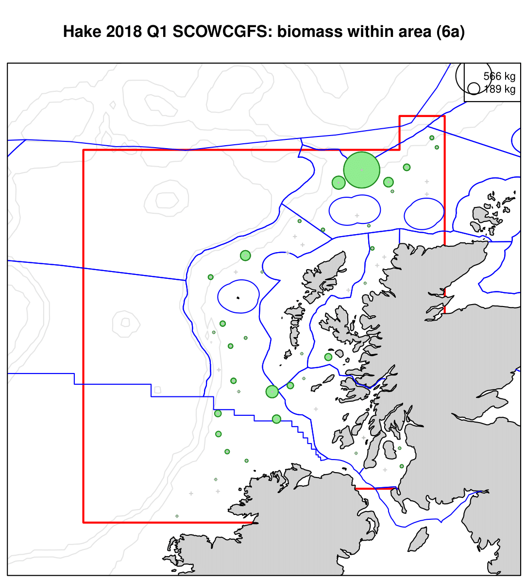 Hake 2018 Q1 SCOWCGFS: biomass within area (6a)