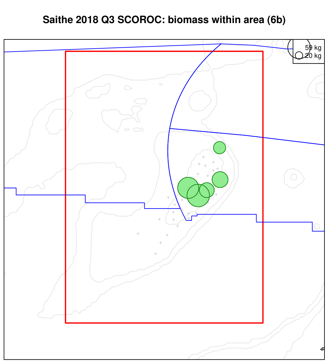 Saithe 2018 Q3 SCOROC: biomass within area (6b)