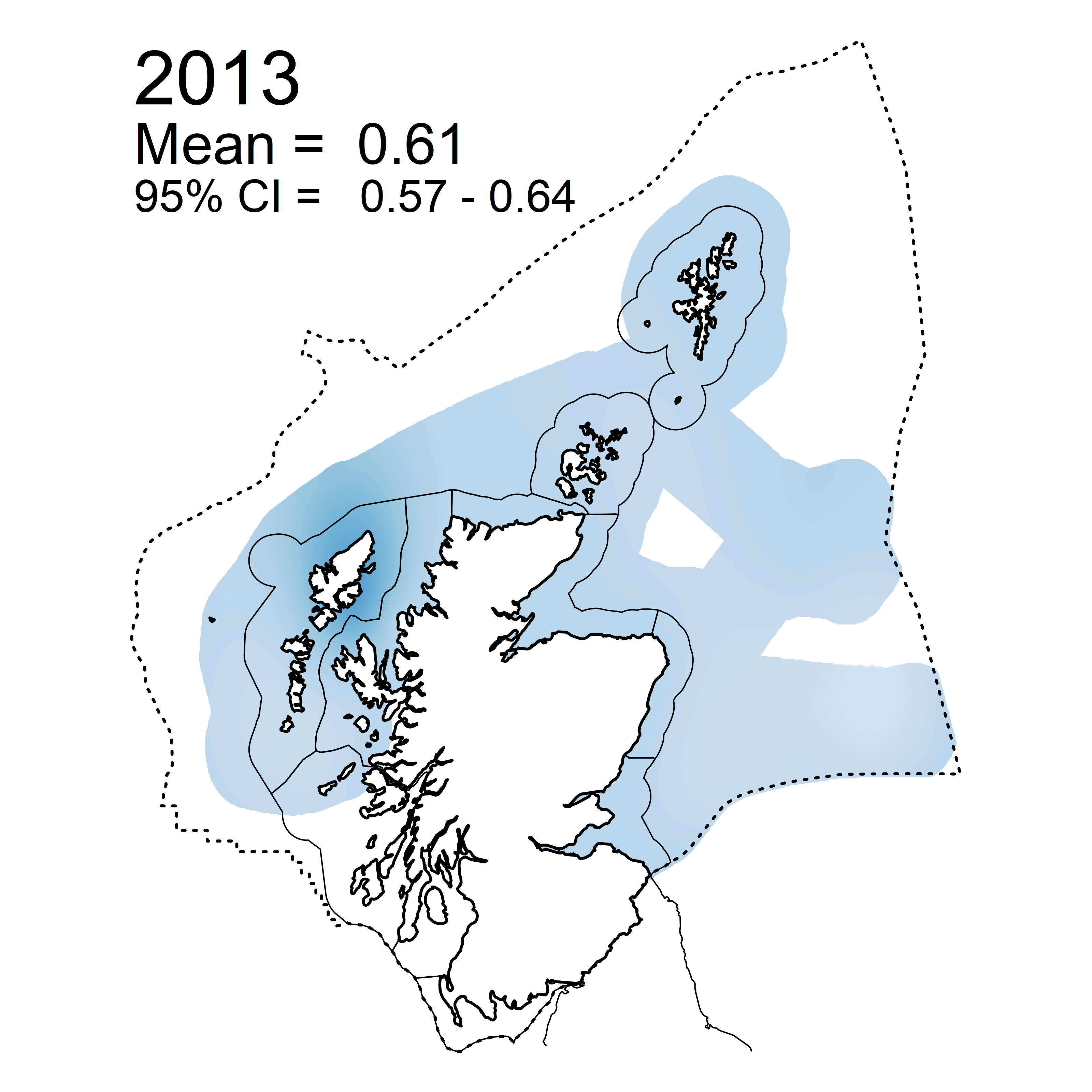 Figure f: Mean predicted Dissolved Inorganic Phosphorous (DIP) in winter periods 20/07 – 2019 collected as part of the CSEMP annual monitoring cruise