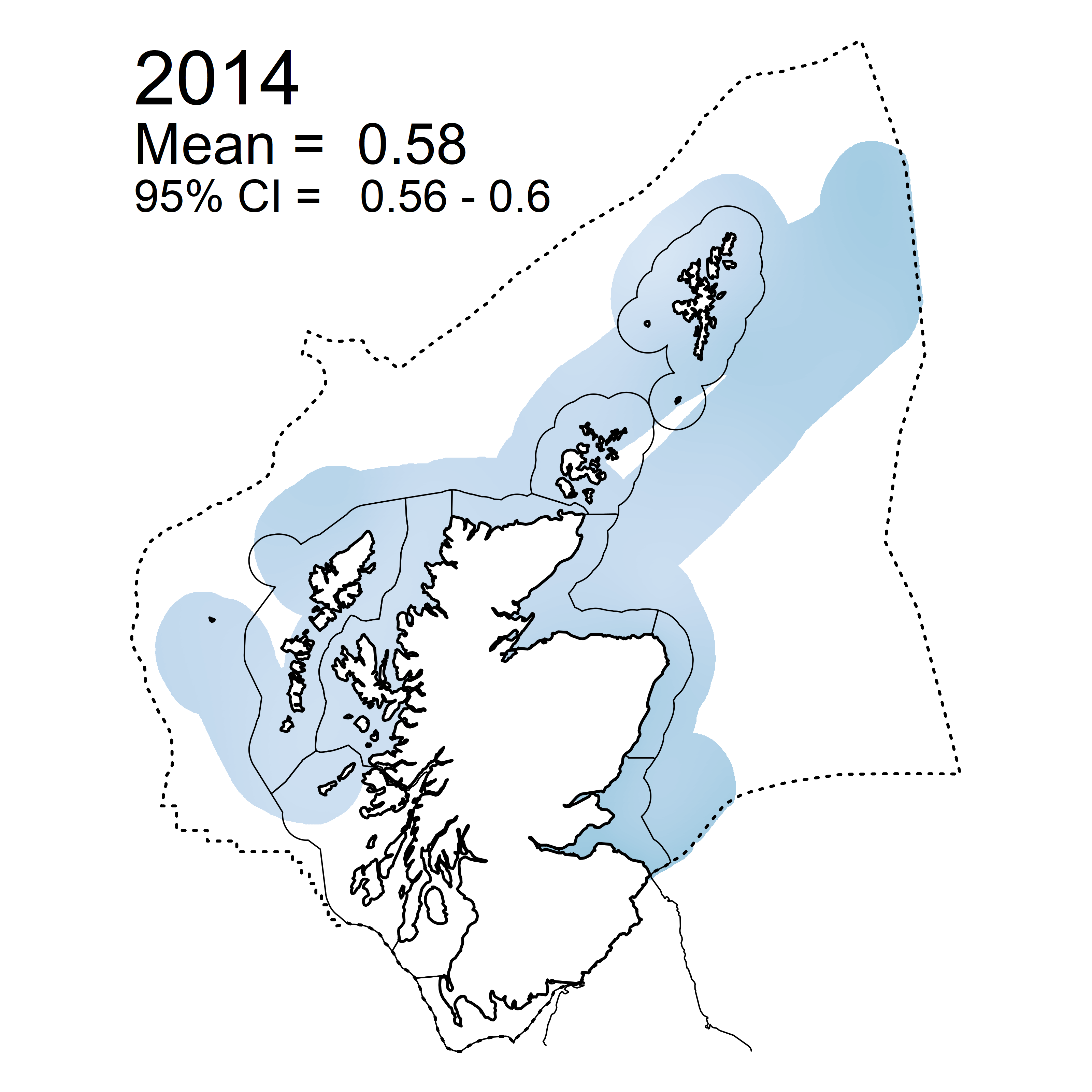 Figure f: Mean predicted Dissolved Inorganic Phosphorous (DIP) in winter periods 20/07 – 2019 collected as part of the CSEMP annual monitoring cruise