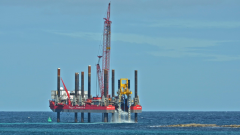 A jack-up barge of the type used for installing the foundations of offshore wind turbines © John Baxter