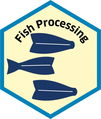 Blue economy sector hexagon fish processing