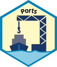 Blue economy sector hexagon ports