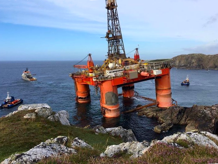 Transocean Winner aground in Dalmore Bay, Western Isles. August 2016. © Maritime and Coastguard Agency. 