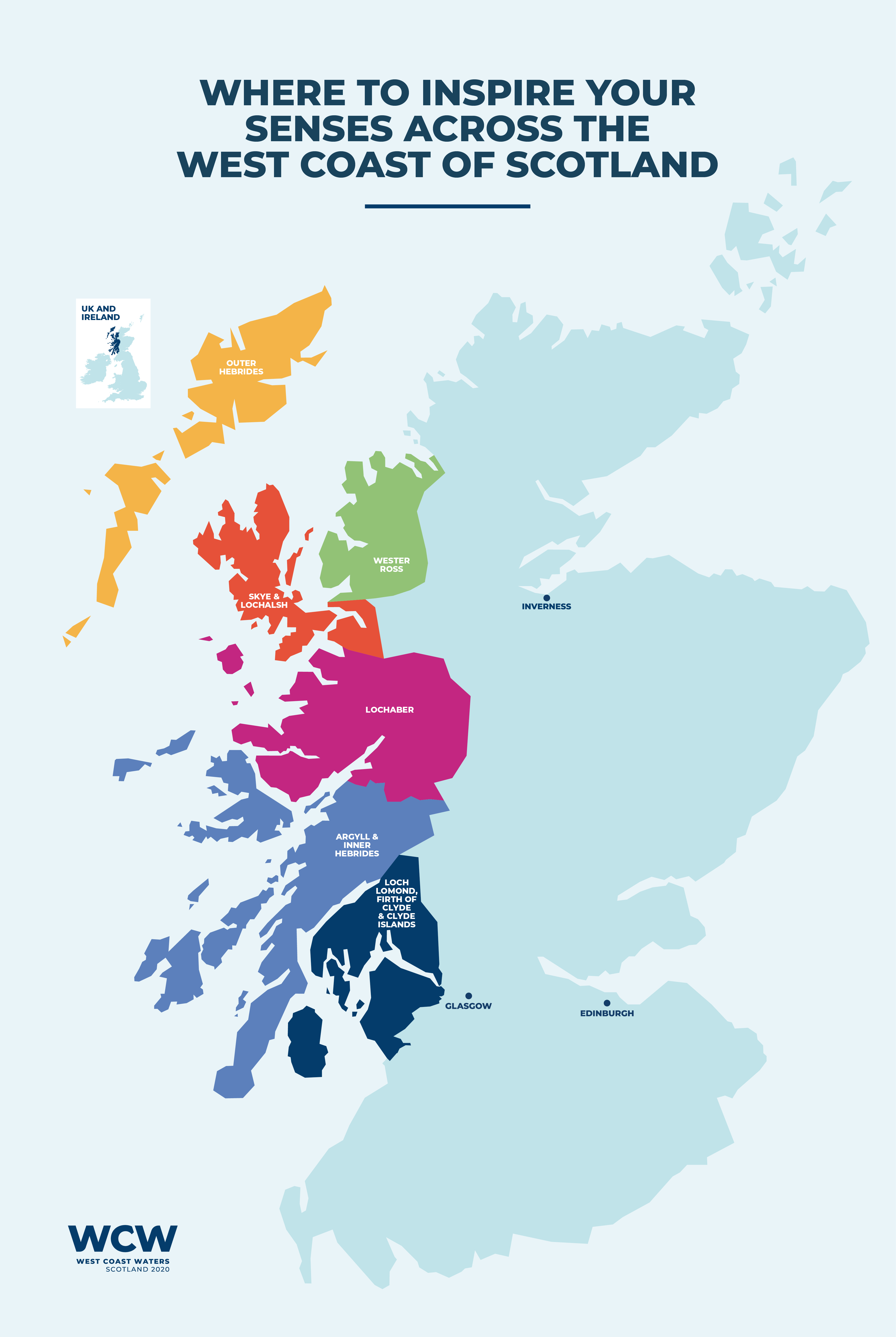 Figure 1: area covered by the West Coast Waters, West Coast Marine Tourism Collaboration. © West Coast Waters Scotland 2020. 